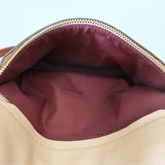 Coach Dreamer Bag Leather Shoulder Suede Casual Chic Colorblock Elegant Tan - Picture 10 of 16